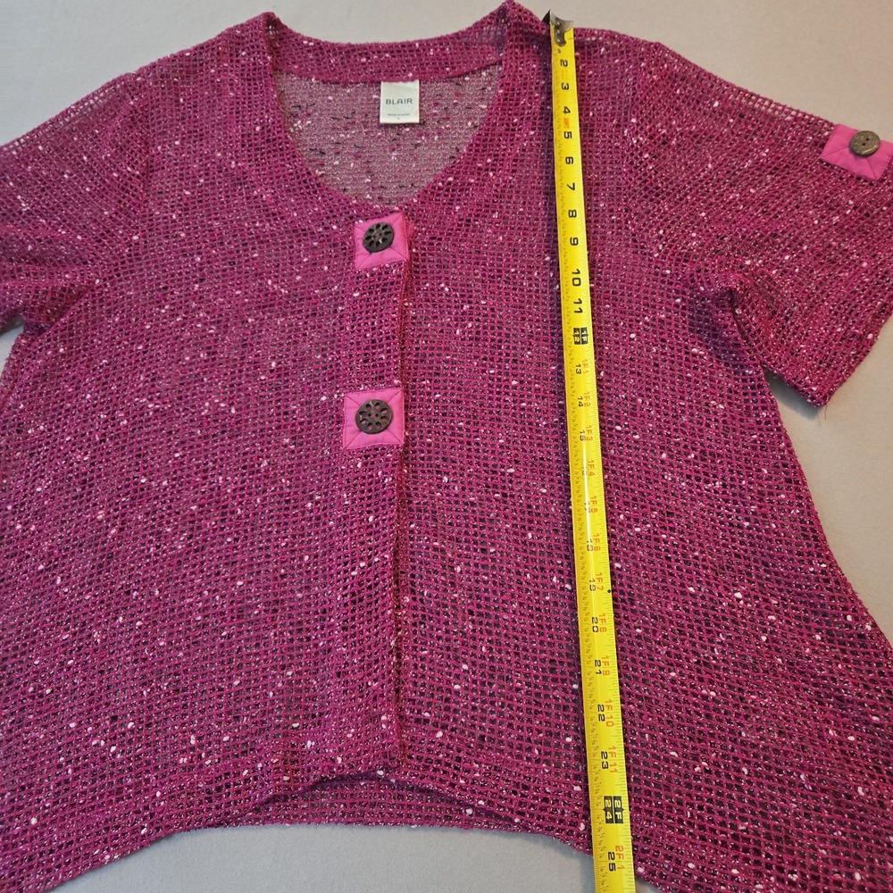Blair Mesh Cover Up  Cardigan Top Asymmetrical Hot Pink Magenta Large‎ - Picture 10 of 12
